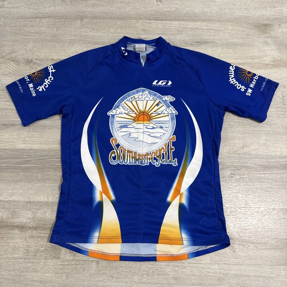 Louis Garneau Cycling Jersey Medium Southwest Cycles Maine Blue Short Sleeve